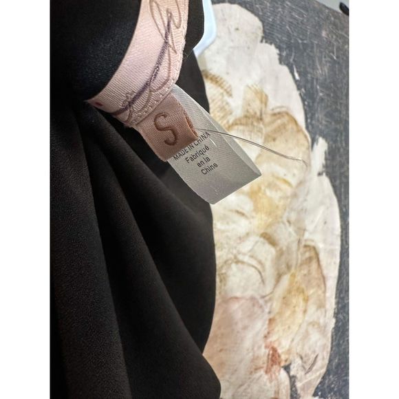 New Anthropologie HutchNWT Fringed Fringe One-Shoulder Midi Dress Black Size S - Picture 7 of 7